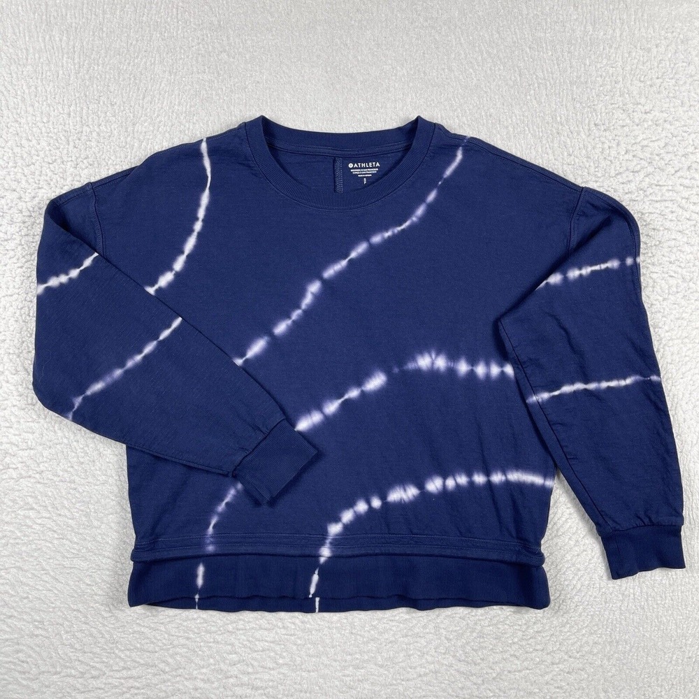 Athleta Sweatshirt Womens Small Blue Sundown 2.0 Tie Dye Pullover Athleisure Top